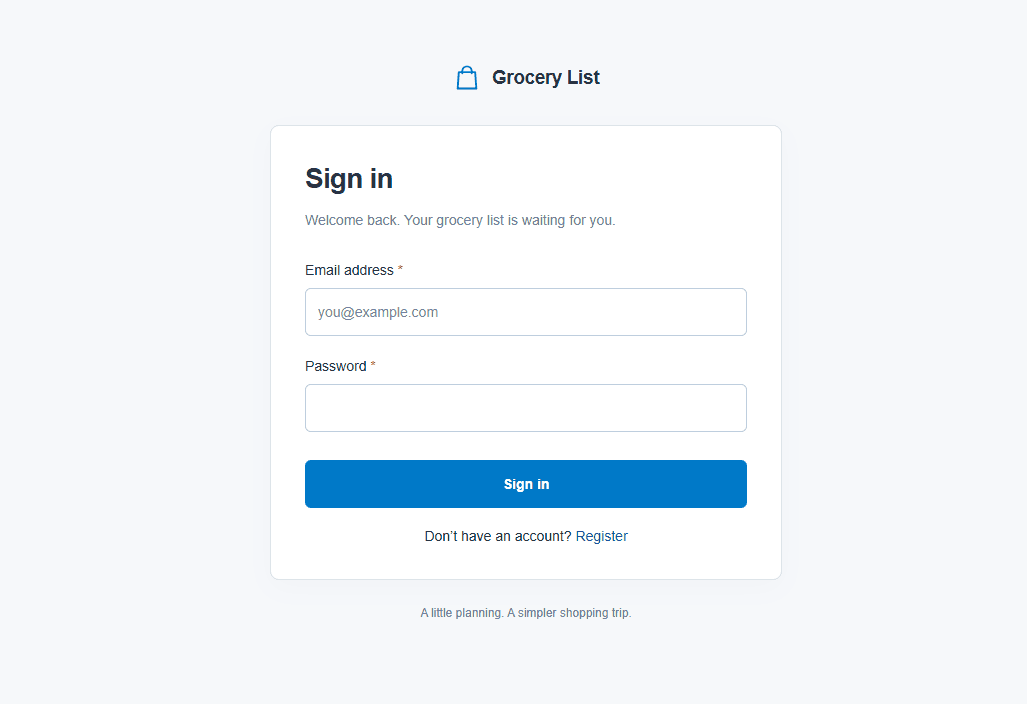 Grocery List (Frontend)